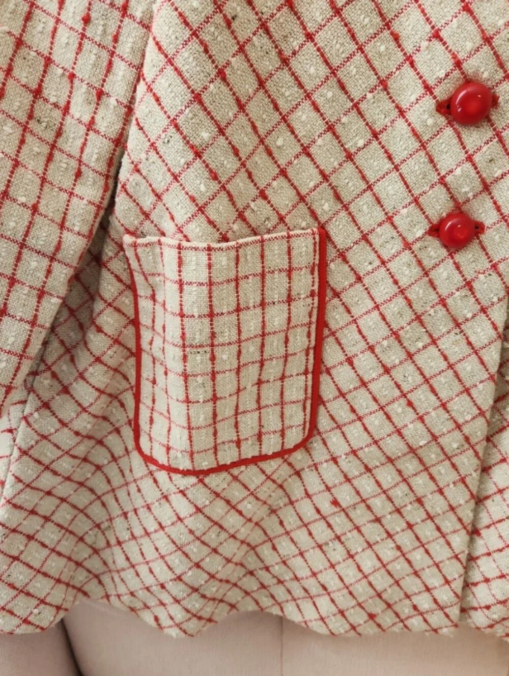 Vintage Christmas Winter Red Plaid Coat Jacket size 3t 4t smocked like